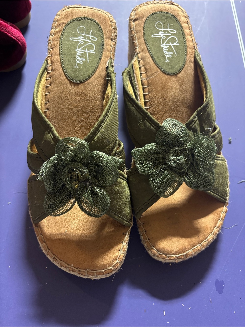 Olive Green Floral Slip-On Clogs